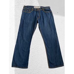 Akoo Dark Wash Jeans, Straight Leg,Embroidered Pockets,  Size 40/32